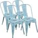 QCAI Metal Dining Chairs Modern Industrial Distressed Indoor Outdoor Kitchen Dining Room Chairs Set of 4 (Dream Blue)â€¦