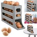 SunyaMood 4 Layer Rolling Egg Dispenser 30 Egg Container for Refrigerator (Light Grey)