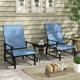 Kadyn 2 Pieces Lounge Outdoor Patio Beach Yard Garden Chair Lounge Chairs With Tea Table Blue
