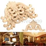 Rubber Wood Carved Corner Onlay Applique - Furniture Flower Shape Unpainted Decoration Home Decoration 4PCS (Size : 8 x 8cm)