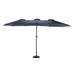 14.8FT Double Sided Outdoor Umbrella with Crank Rectangular Large Patio Market Umbrella with 12 Steel Ribs Structure for Garden Yard Deck Pool No Base Navy Blue