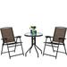 QIZONG 3 Piece Bistro Set All Weather Patio Furniture Indoor & Outdoor Garden Round Table and Folding Chairs