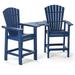 Tall Cooler Chair Set of 2 with Double Attached Tray Outdoor Gazebo Barstools for Outdoor Patio Lawn Pool Backyard Bar Bar stoolï¼ŒWeather Resistant Navy blue