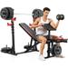 Olympic Weight Bench Adjustable Weight-Lifting Workout Bench with Barbell & Squat Rack Leg Extension Preacher Arm Curl Pad Multi-Function Bench Press Set for Home Gym Full Body Workout