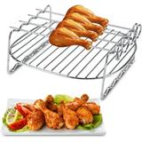Barbecue Grill Replacement Stainless Steel Barbecue Rack Double Layer Cooking Tray for Outdoor Camping Picnic Compatible with Philips Air Fryers