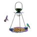 WQQZJJ Solar Bird Feeder For Outside Hanging Bird Water Feeder With LED Light Outdoor Metal Garden Light Bird Tray Flower Decorative LED Light Bird Feeders For Outdoors