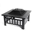 Fire Pit 32 Wood Burning Firepit Metal Square Outdoor Fire Tables SteelFire Pit Bowl with Spark Screen Cover Poker Log Grate for Patio Bonfire Camping Backyard Garden Picnic