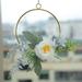 Wmhsylg 7.67-inch Artificial Flower White Peony Fake Flower Home Wreath for Front Door Decor Spring Summer Home Decor Leaf Decoration Metal Art Craft Circular Wreath Artificial Home Wreath