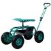 Huloretions Garden Cart Rolling Workseat with Wheels with 4 Wheels and Tool Tray Basket Sturdy Cart Adjustable Seat Height 360-degree Swivel Premium Rolling Work Seat Use for Patio Yard