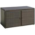 Costway 88 Gallon Garden Patio Rattan Storage Container Box Bin Shelf Brown