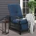 Outdoor Adjustable Cushioned Metal Patio Recliner Lounge Chair Blue N/A