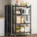 Joybos? 5 Tier Black Heavy Duty Foldable Metal Organizer Shelves with Wheels