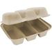 (TO-SC-T3) Compostable Plant Fiber 8x7x3 Equal Three Compartment Take Out Containers (Taco Box) (Package of 100)