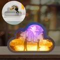 Mirror Paper Carved Lamp Table Ornament Decor Creative Night Lamp Crystal Lamp Mirror Night Lamp for Home Office Bedroom Decoration (B)