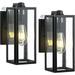 GOALPLUS 2 Pack Dusk to Dawn Outdoor Wall Light Fixtures Exterior Wall Lantern with Seeded Glass Outside Wall Sconce for Garage Patio