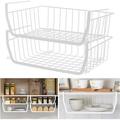 White Under Shelf Hanging Basket White Under Shelf Storage Basket Metal Wire Storage Basket Organizer Undershelf Storage Unit Kitchen Iron Mesh Shelf Basket Cabinet For Office Pantry Cabinet 2 Pack