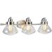 NLIBOOMLife 62062-2 Three-Light Metal Bathroom Vanity Wall Light Fixture 24 3/4 Wide Transitional Design in Satin Nickel with Clear Seedy Glass Shade