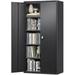 LNboomLife Metal Cabinet Garage Cabinet with 4 Adjustable Shelves 70.8\u201D Steel Office Cabinet with Locking Doors for Garage Home Office Grey