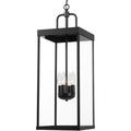 Large Outdoor Pendant Lantern Light Fixture for Front Porch 24 Inch 3-Light Black Exterior Hanging Chandelier with Clear Glass Outdoor Indoor Pendant Lamp for Patio Gazebo Entryway Doorway