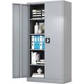 LNboomLife Metal Cabinet Garage Cabinet with 4 Adjustable Shelves 70.8\u201D Steel Office Cabinet with Locking Doors for Garage Home Office Grey