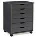 Linon Bridgton 6-drawer Wide Rolling Storage Chest Cart Grey Painted