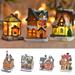 D-GROEE Christmas Village Houses Decorations LED Lights Christmas Town Scene Desktop Ornaments Christmas Figurines Accessories Buildings Battery Operated Landscape Decor