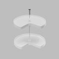 Dowell White Plastic 2-Tier Kidney Cut Lazy Susan for Corner Base Cabinets - Two Plastic Home Storage Shelves - Double Shelf Swivel Kitchen Spice and Can Organizer - 21.06 W X 24.02 D X 37.80 H