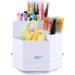 Pen Holder 360Â° Rotating Desk Organizer with 3 Separate Slots Versatile Desk Accessories Cup Pot for Desk Rotating Stationery Holder for Home School Office White