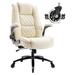 MOWENTA High Back Office Chair--up Arms Executive Computer Desk Chair Built-in Lumbar Support Thick Padded Adjustable Rock Tension Ergonomic Design for Back Pain (Beige)