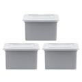 8.5-Gal. Snap Tight Plastic File Organizer Storage Box Gray with Clear Lid 3 Pack