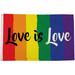 Rainbow Love Is Love Flag - 3x5 Ft - 100D Polyester LGBT pride Banner With Two Metal Grommets - Fade Resistant - Vivid Colors - 3 x 5 Feet