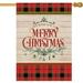 Merry Christmas House Flag Winter Buffalo Plaid Double Sided Burlap Flag Xmas New year Wooden Vertical Rustic Holiday Farmhouse Outside Decoration 28 x 40 Inch Large