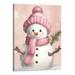 Chilfamy Vintage Pink Christmas Wall Decor Xmas Pink Gnomes Tree Snowman Poster Prints for Living Room Bedroom Kitchen Decor Holiday Christmas Party Room Decorations Wall Art 16x20 Inch