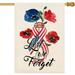 Memorial Day Amercia Summer Floral House Flag July 4th Independence Day Lest We Forget Large Yard Flag Never Forgotten Patriotic Outside Double Sided Outdoor Patio Decoration 28x40 Inch