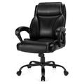 MOWENTA Big & Tall Executive Office Chair High-Back Computer Desk Chair Leather Adjustable Swivel Chair with Armrest and Lumbar Support (27.5 x 27.5 x (43.5 - 46.5 ) 400lbs)