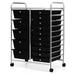 MOWENTA 15-Drawer Rolling Storage Cart Multipurpose Movable Organizer Cart Utility Cart for Home Office School Black