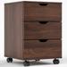 Fully Assembled 3 Drawer Wood Rolling File Cabinet Brown