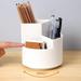 Rvasteizo Desk Pencil Pen Holder 3 Slots Degree Rotating Pencil Pen Organizers For Desk Desktop Storage Stationery Supplies Organizer Cute Pencil Cup Pot White