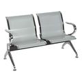 MOWENTA Waiting Room Chair Bench - Guest Reception Chairs for Airport Hospital Bank Salon Barber Hall Room Conference (2-seat Silver-Mesh)