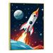 Chilfamy Outer Space Dinosaur Room Decor Solar System Stars Wall Canvas Poster framed Planet Astronaut Art Rocket Decor for Boys Room Toddler Kids Room Classroom Space Decor 12x16in/16x20in