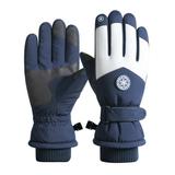 IDALL Snow Gloves Waterproof Gloves Winter Ski Gloves Warm Gloves Warm Cute Printed Cycling Gloves Soft Windproof Gloves Ski Gloves Gloves for Cold Weather Navy