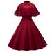 Ersazi Womens Casual Dresses On Clearance Woman Solid Color Lace Long Dress Cape Stand Collar Shawl Two-Piece Doll Collar Sling Dress Beach Dresses for Women Wine L