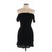 Roxy Casual Dress - Mini Open Neckline Short sleeves: Black Print Dresses - Women's Size Large