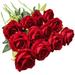 12 Pcs Artificial Rose Flowers Red Blossom Rose Flowers Real Touch Silk Faux Roses with Stem Rose Bouquets for Home Decoration Wedding Party Garden Floral Decor Valentine s Day Gift