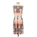 Emma & Michele Casual Dress - Midi: Orange Floral Motif Dresses - Women's Size Small