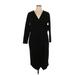 RACHEL Rachel Roy Casual Dress - Wrap V Neck 3/4 sleeves: Black Print Dresses - New - Women's Size 16