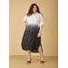 Plus Size Ombre Slub Woven Midaxi Shirtdress