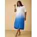 Plus Size Ombre Slub Woven Midaxi Shirtdress