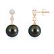 Tahitian Pearl Drop Earrings with Bezel Diamonds