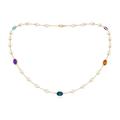 18" Freshwater Pearl Necklace with Oval Gemstones